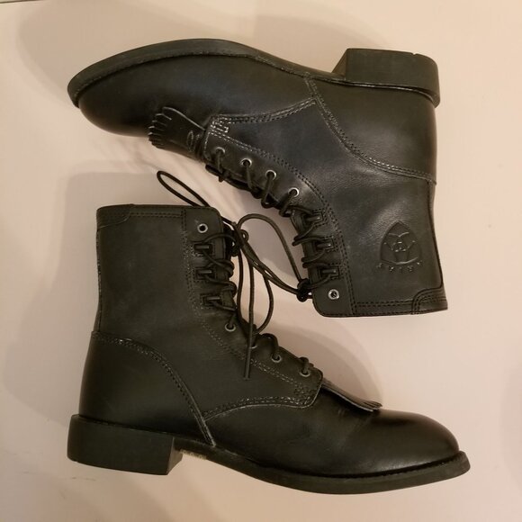 Ariat 8C High Top Boots Leather Kiltie Lace Up Granny 33501 Heritage Lacer - Picture 9 of 12